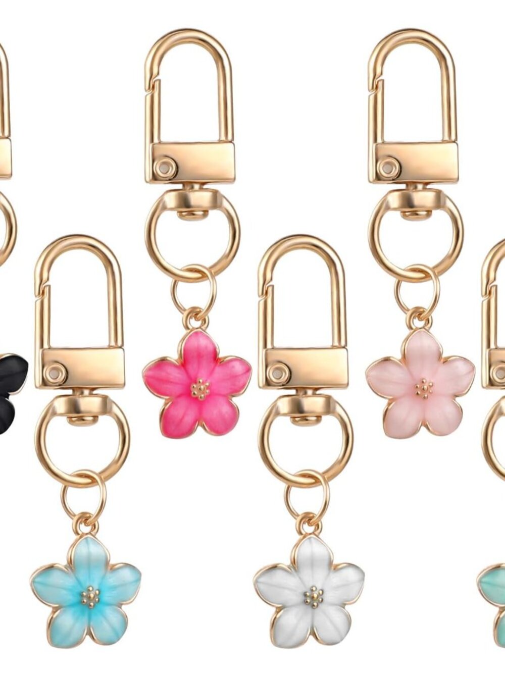 Cute Flower Keychain for Women, 6 Pcs Aesthetic Keychains Purse Charms Zipper Pu